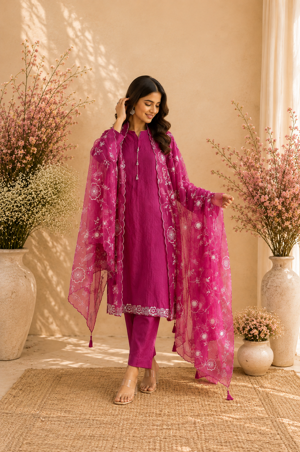Rawaq Bloom Chanderi Unstitched Suit