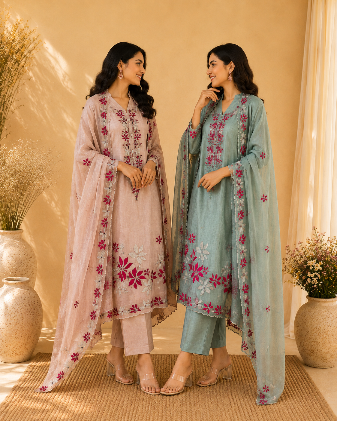 Yusra Veil Mulmul Chanderi Unstitched Suit
