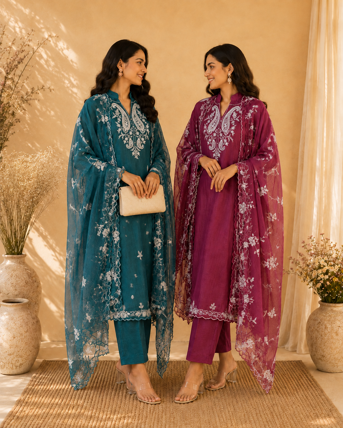 Reem Blossom Chanderi Unstitched Suit