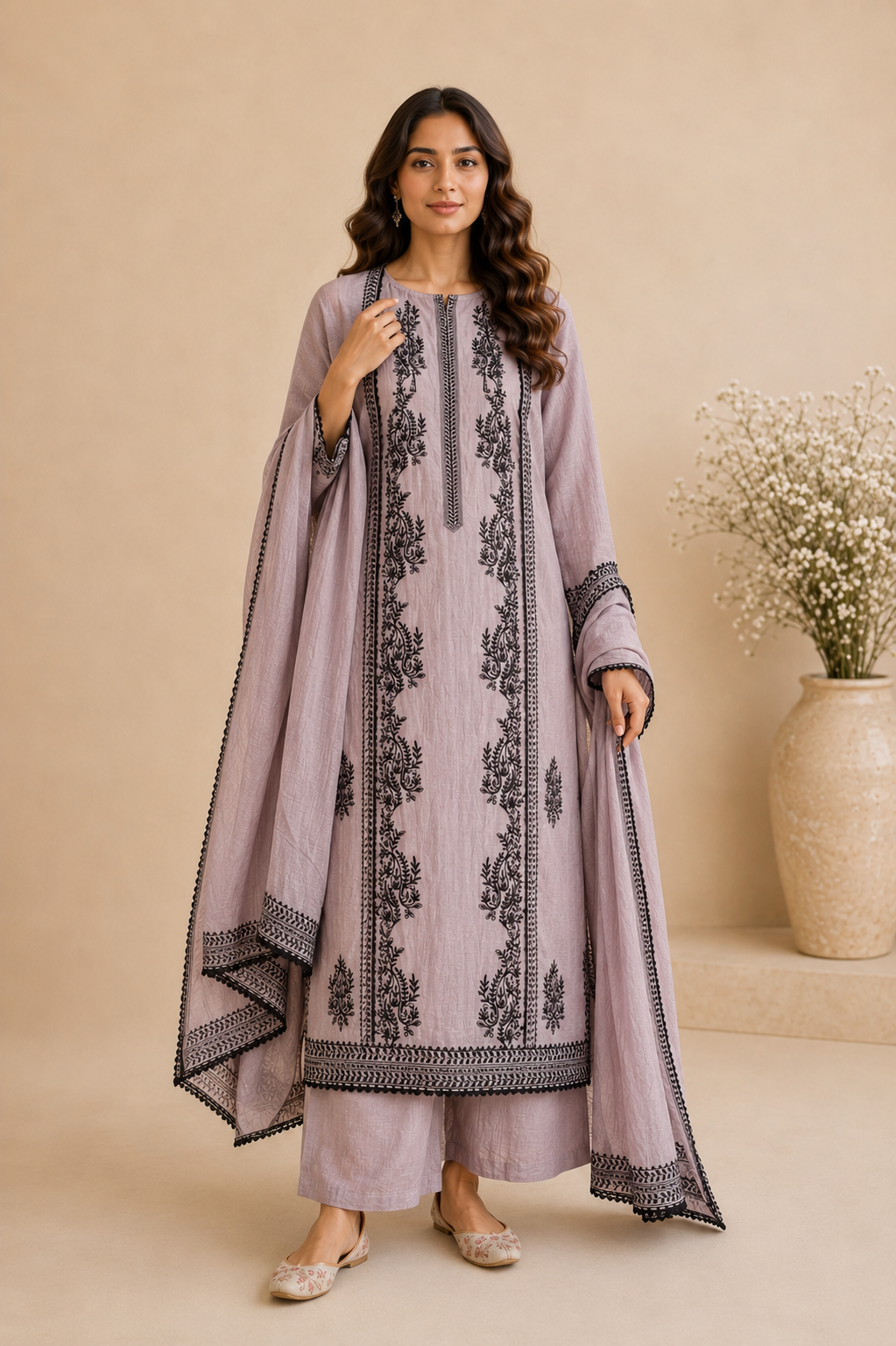 Meher Aari Mulmul Chanderi Unstitched Suit