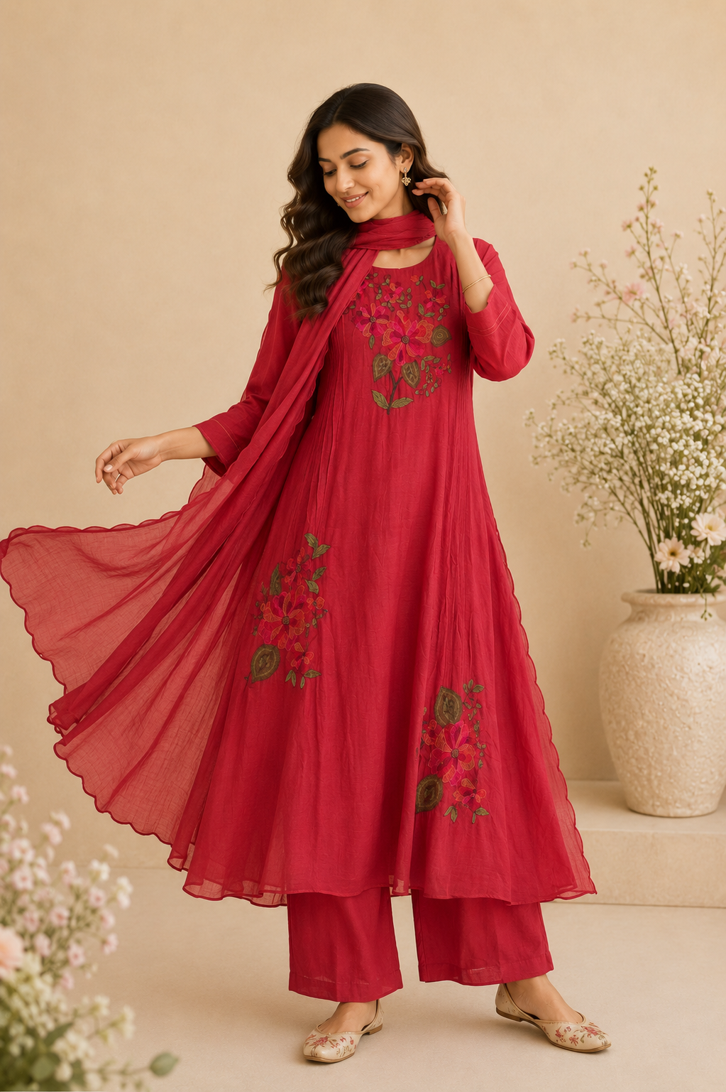 Mahnoor Mulmul Chanderi Kurta Set