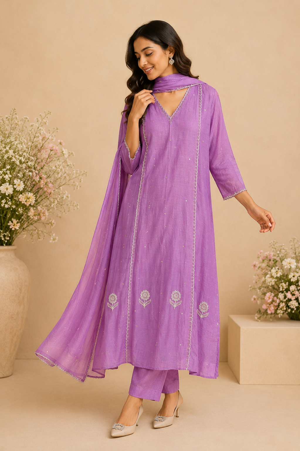 Aabroo Summer Mulchanderi Set
