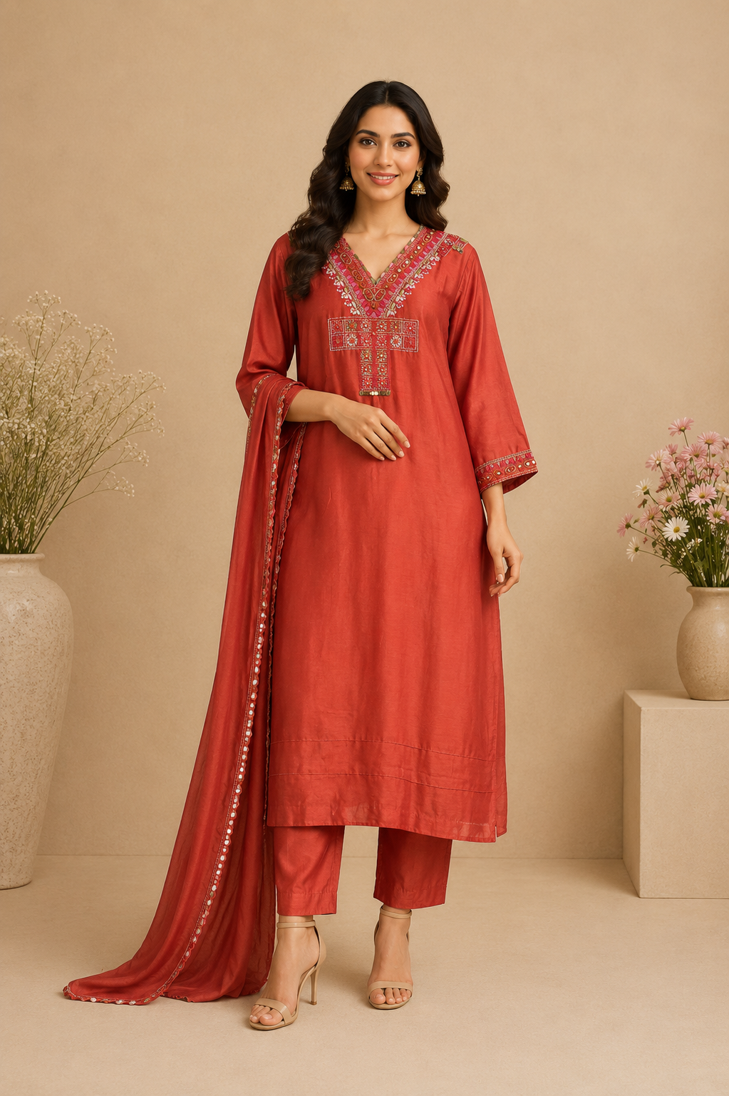 Zeba Chanderi Kurta Set