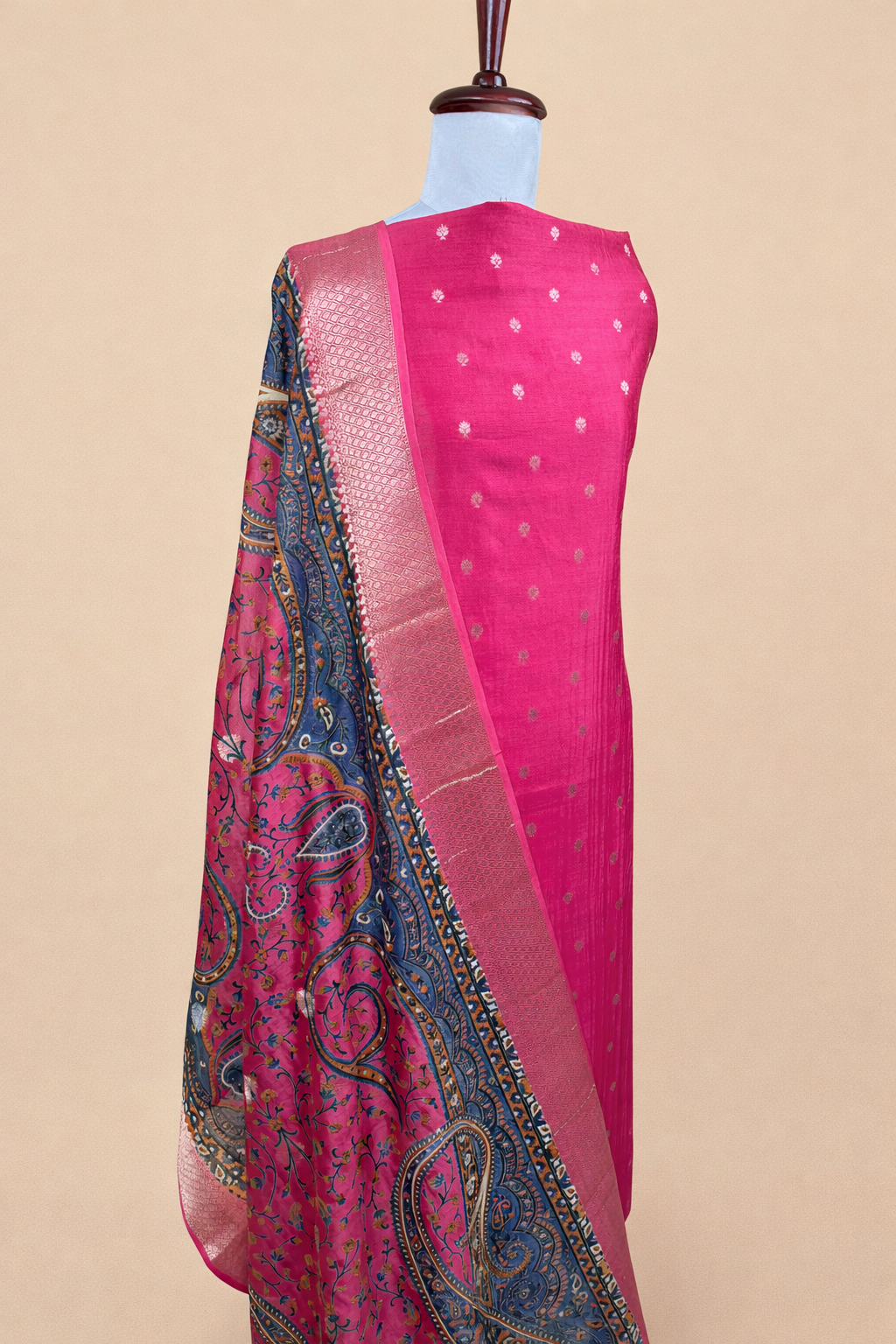 Pink Pure Chanderi with Banarasi Motifs Embroidery Suit with Dupatta