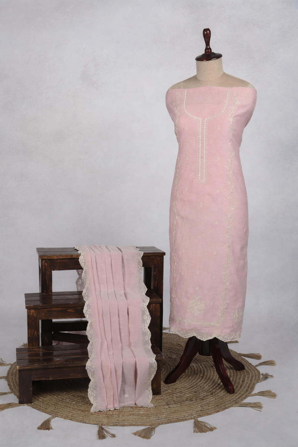 Pure Mulmul Chanderi Gotta Dori Embroidery Suit