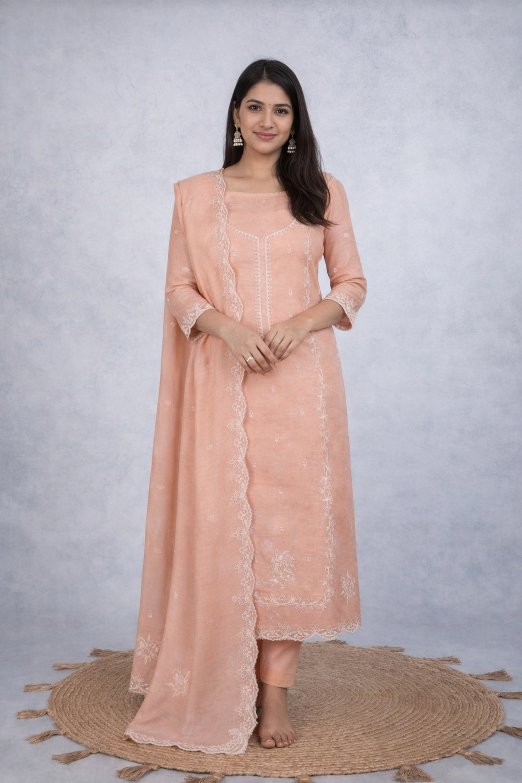 Pure Mulmul Chanderi Gotta Dori Embroidery Suit