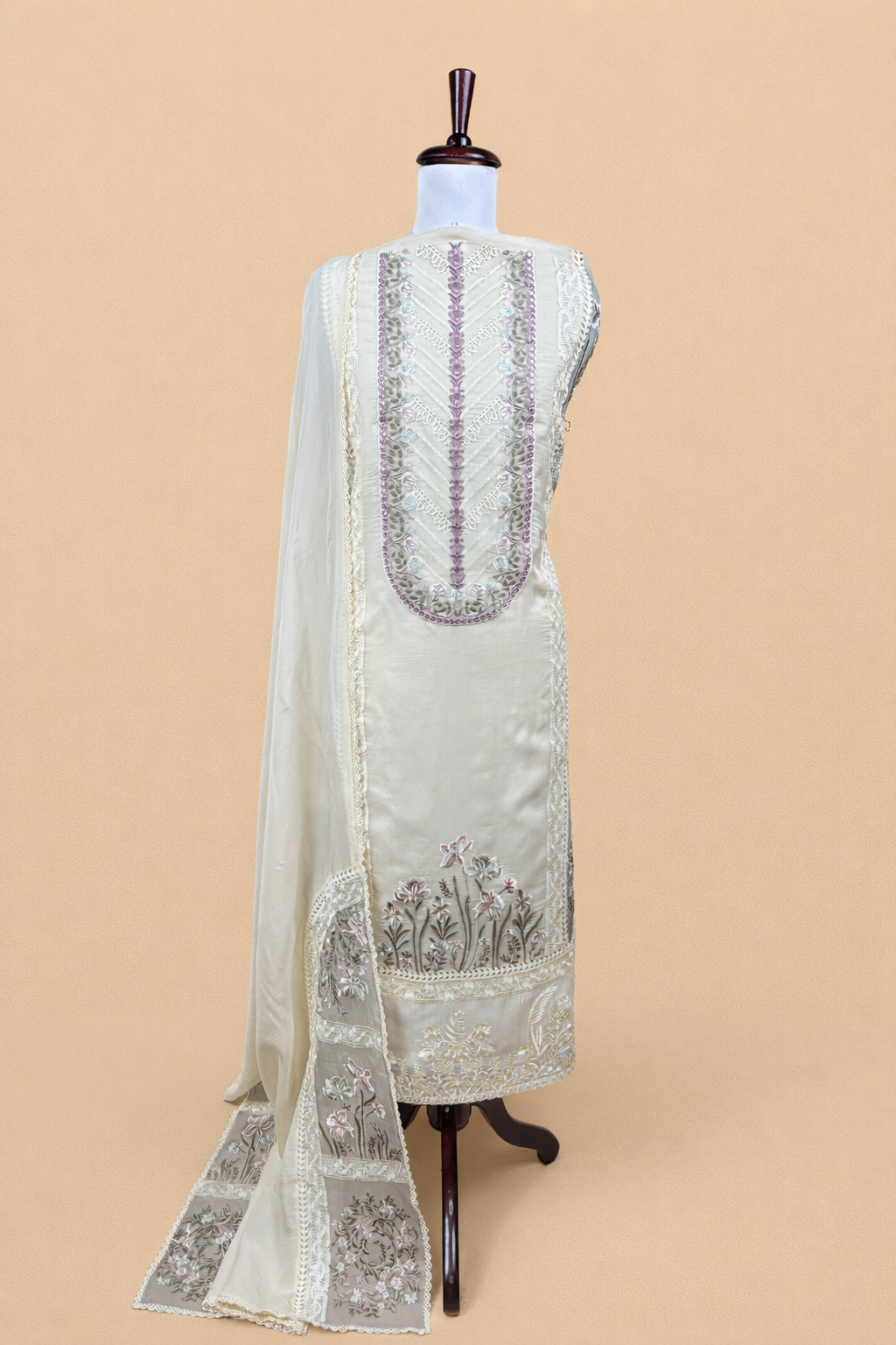 Pure Organza with Sequence ,Laces and Applique work Embroidery Suit