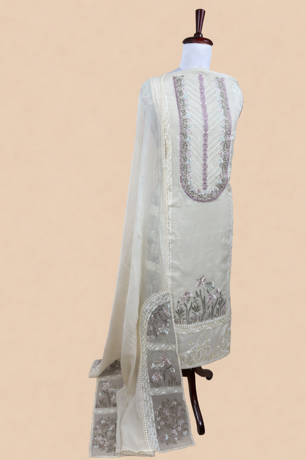 Pure Organza with Sequence ,Laces and Applique work Embroidery Suit