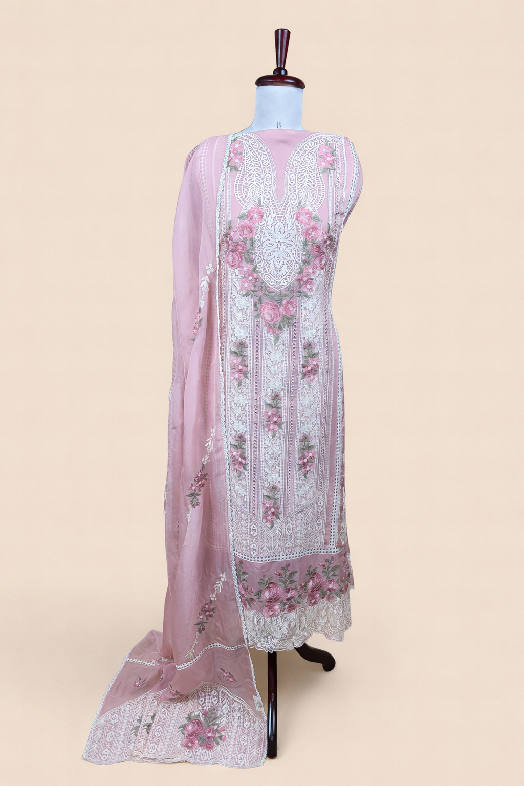 Pure Organza with Laces and Sequence Embroidery Suit