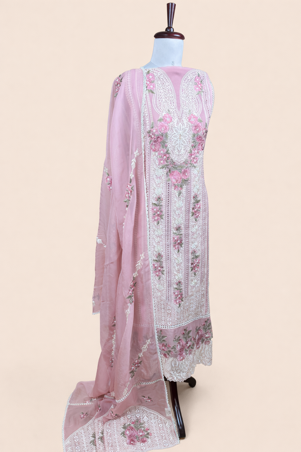 Pure Organza with Laces and Sequence Embroidery Suit