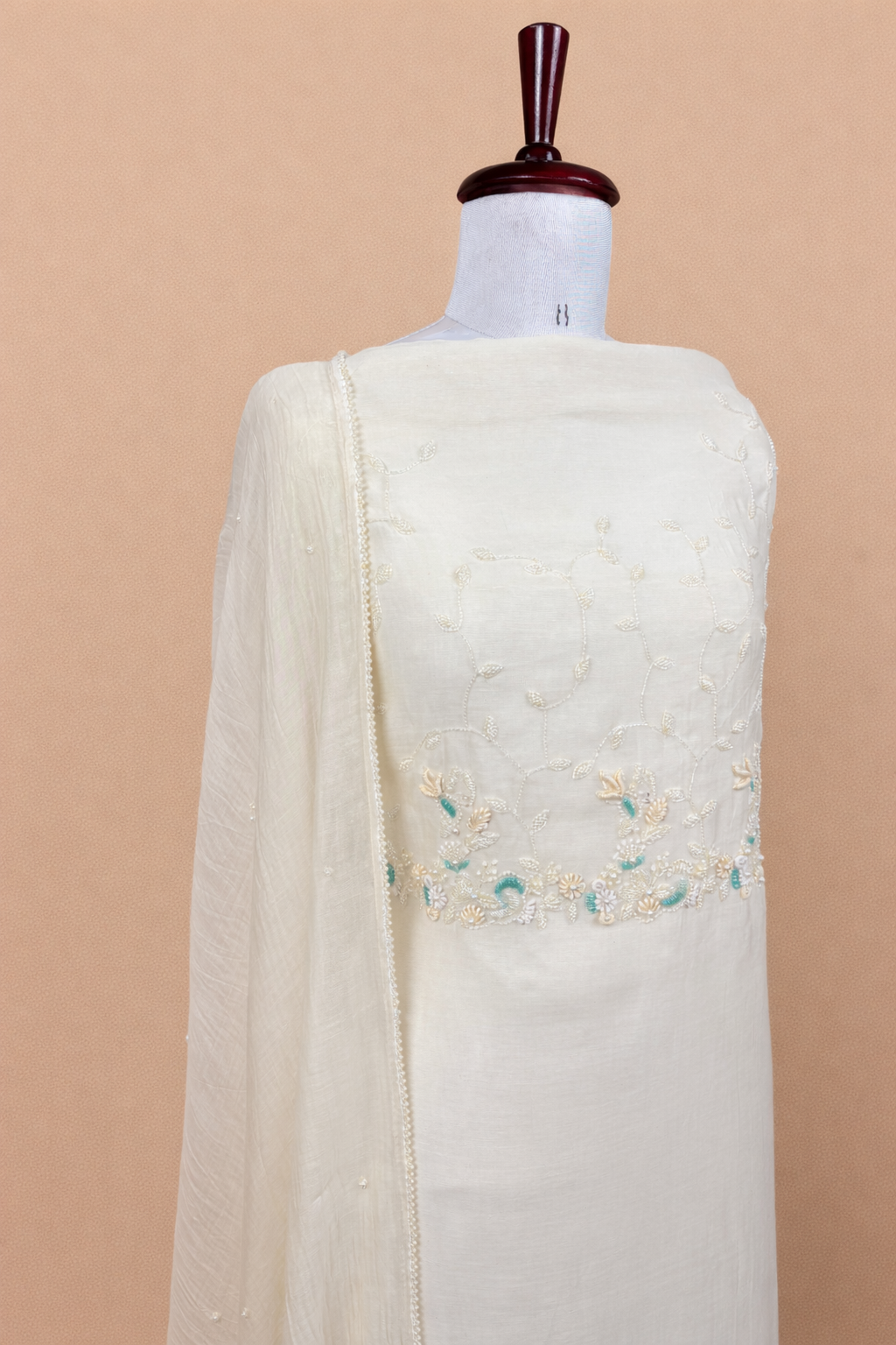 Mulmul Chanderi French Knot with Pearl Embroidery suit