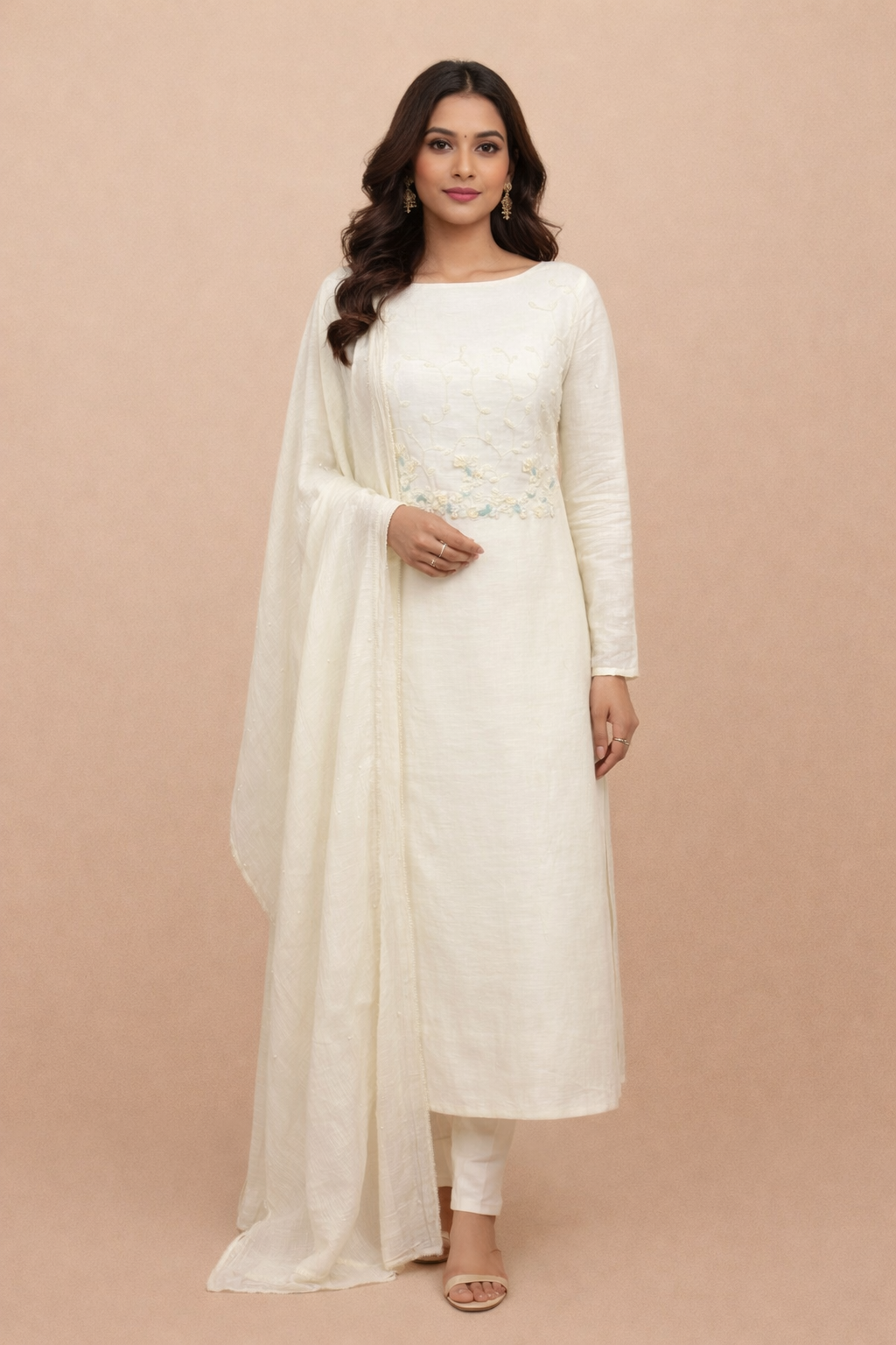 Mulmul Chanderi French Knot with Pearl Embroidery suit