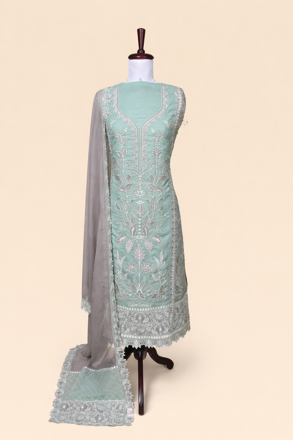 Pure Organza with Thread Floral Embroidery Suit