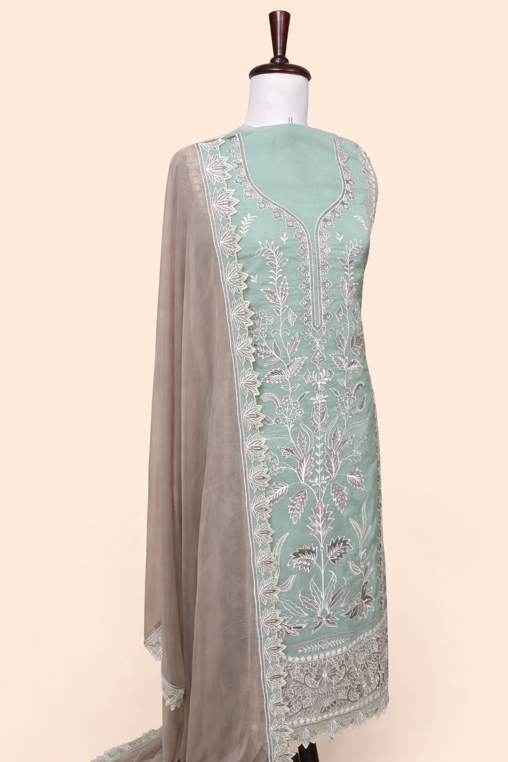 Pure Organza with Thread Floral Embroidery Suit