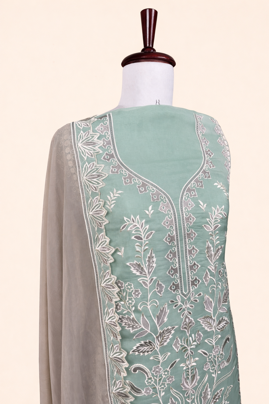 Pure Organza with Thread Floral Embroidery Suit