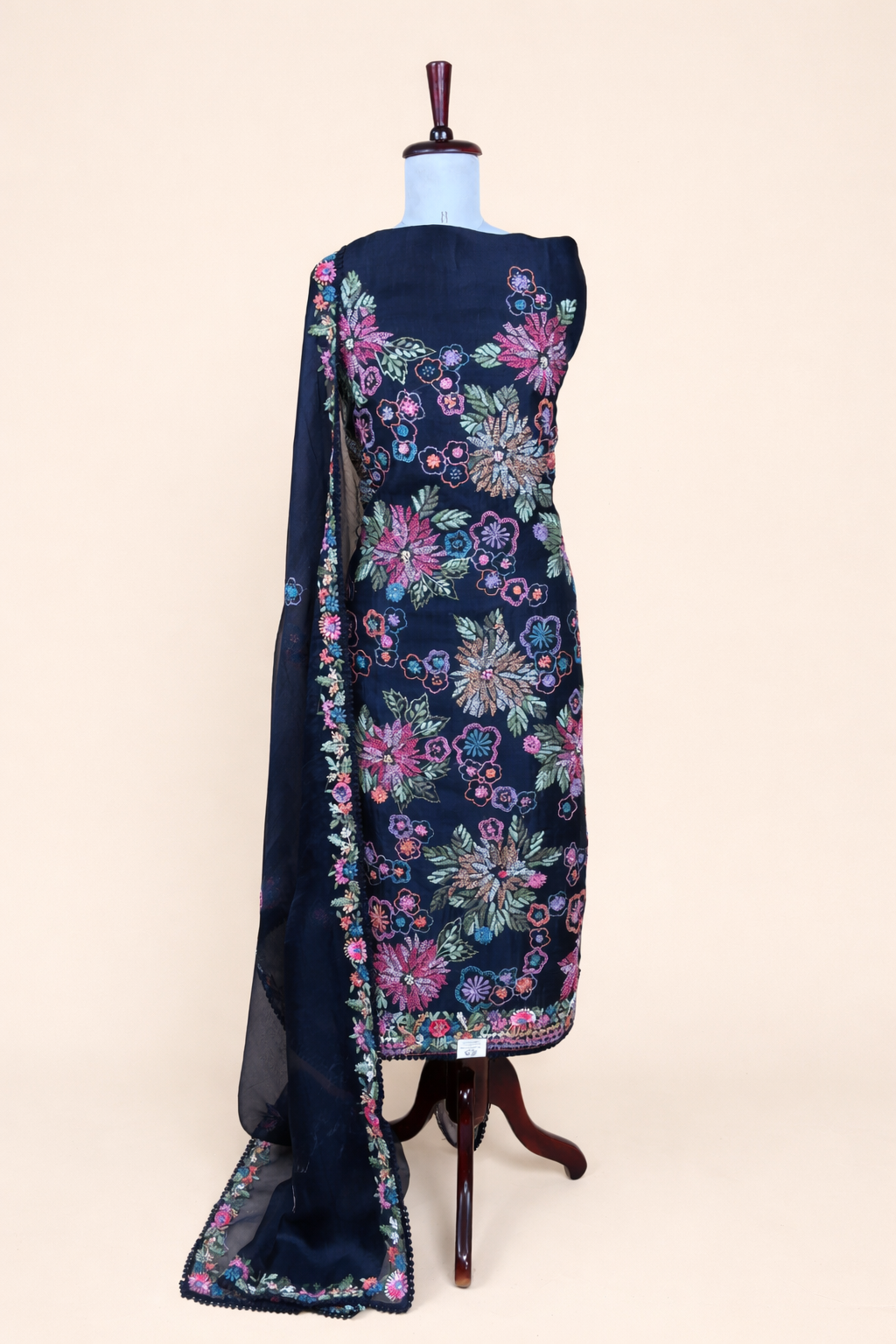 Pure Organza with Kantha Hand Embroidery Suit