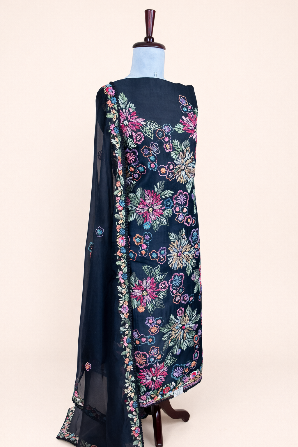 Pure Organza with Kantha Hand Embroidery Suit