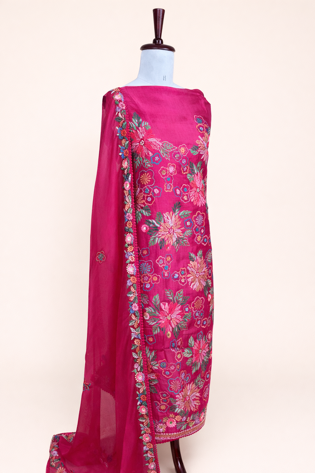 Pure Organza with Kantha Hand Embroidery Suit