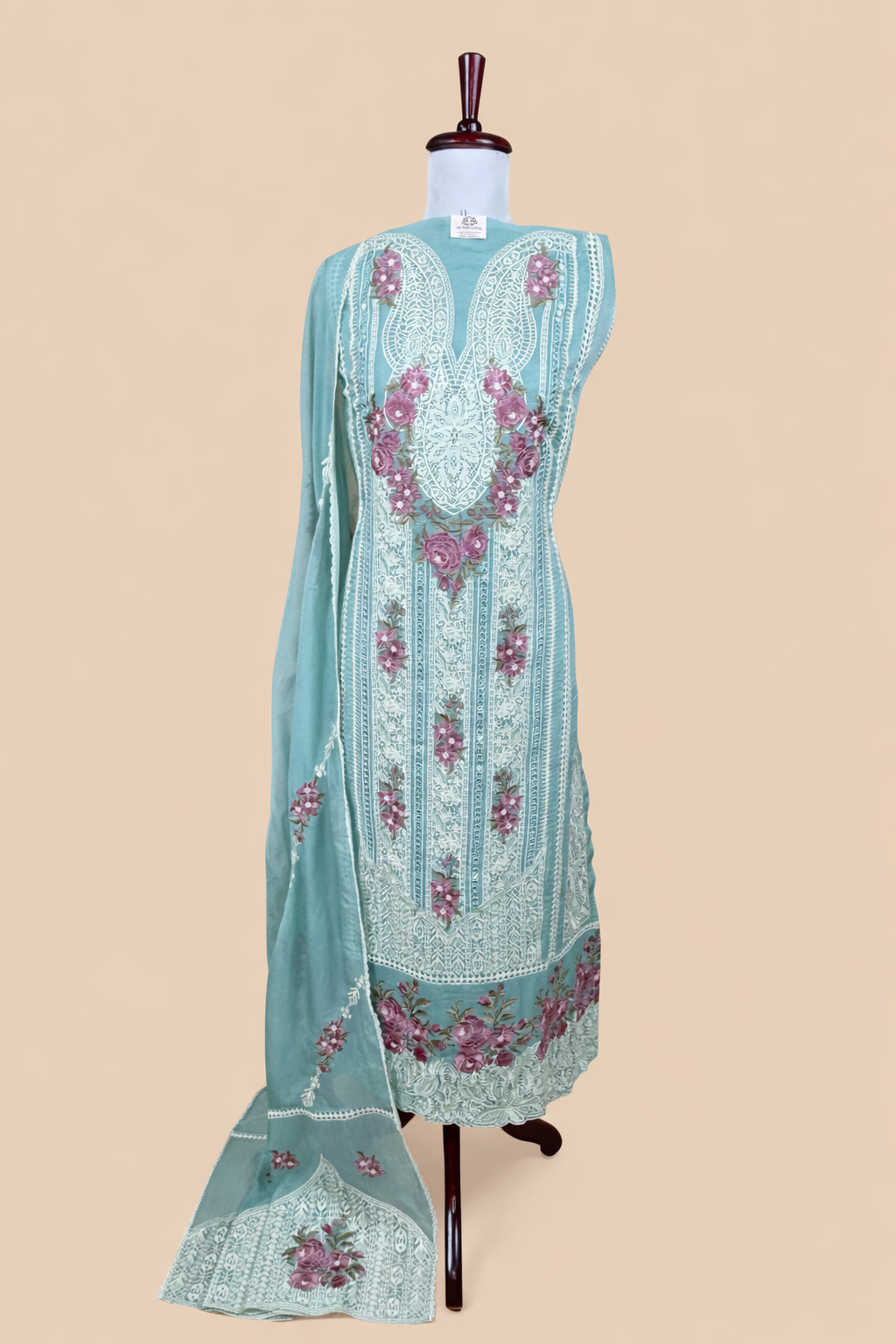 Pure Organza with Laces and Sequence Embroidery Suit