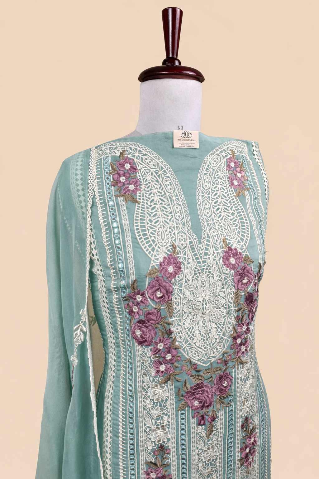 Pure Organza with Laces and Sequence Embroidery Suit