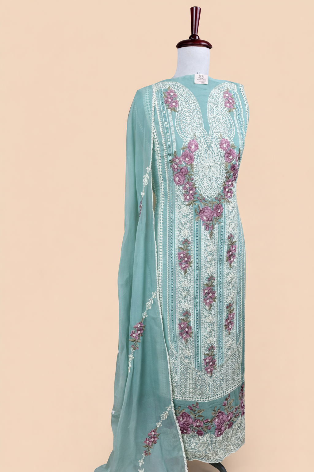 Pure Organza with Laces and Sequence Embroidery Suit