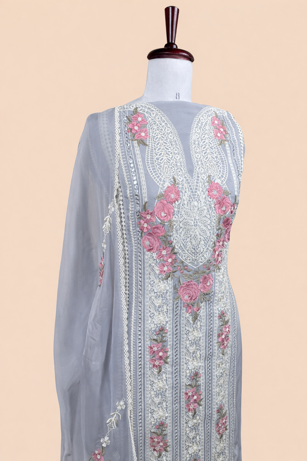 Pure Organza with Laces and Sequence Embroidery Suit