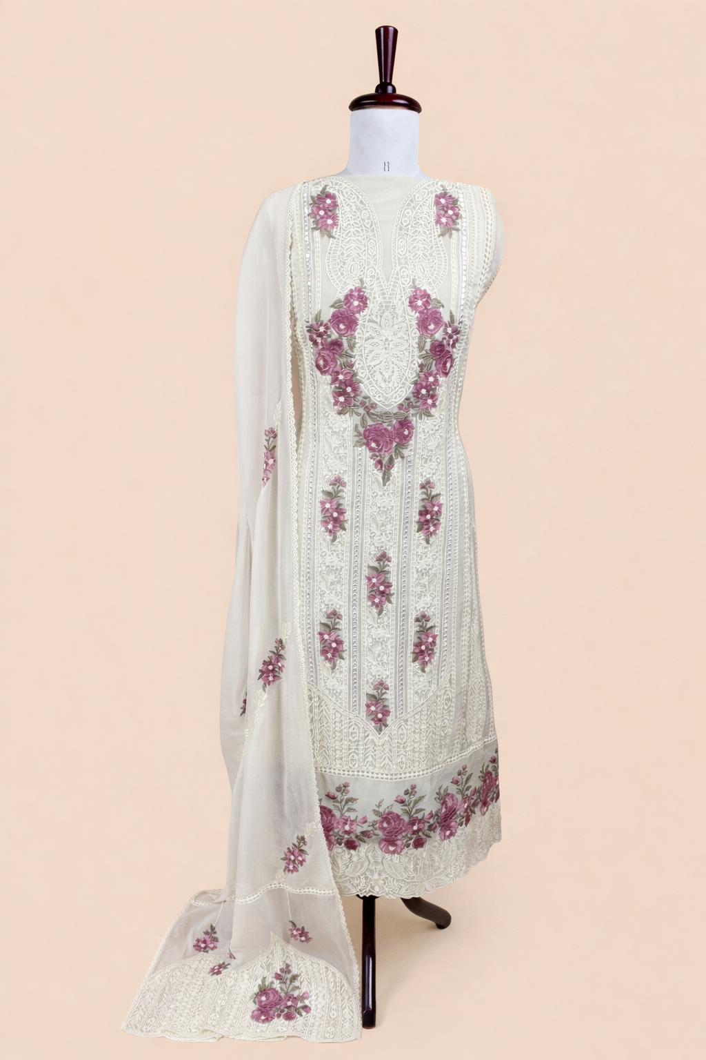 Pure Organza with Laces and Sequence Embroidery Suit