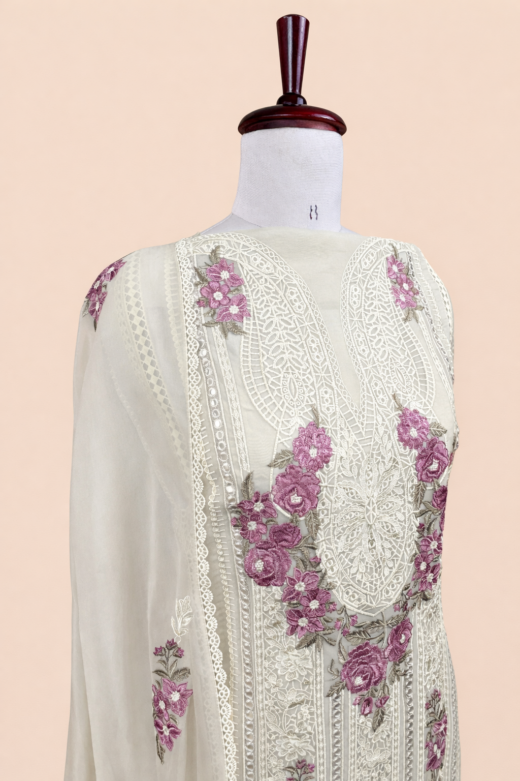 Pure Organza with Laces and Sequence Embroidery Suit