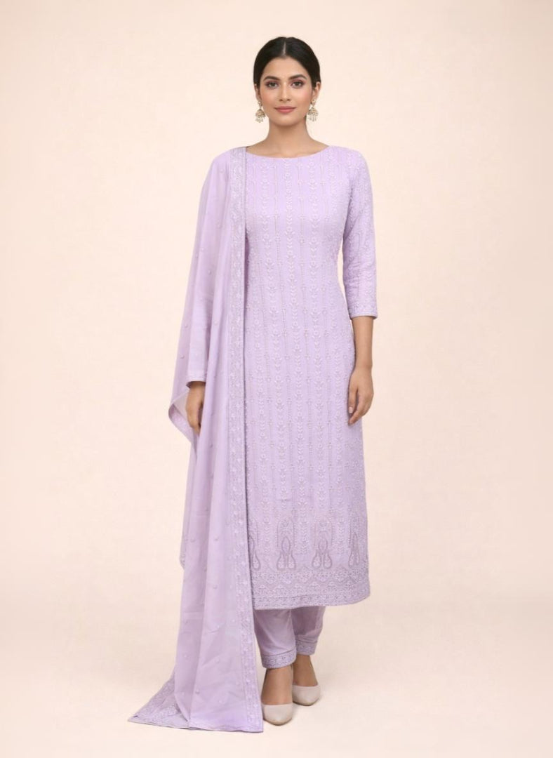 Pure Georgette with Thread and Pearl Sequence Embroidery Suit