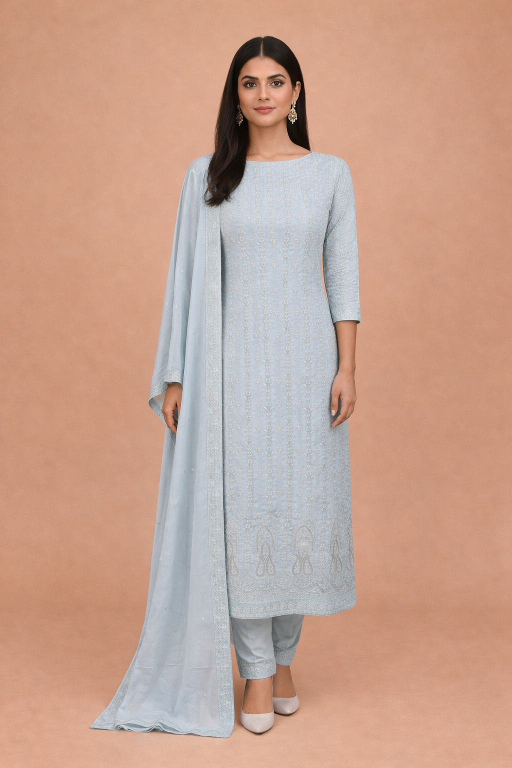 Pure Georgette with Thread and Pearl Sequence Embroidery Suit