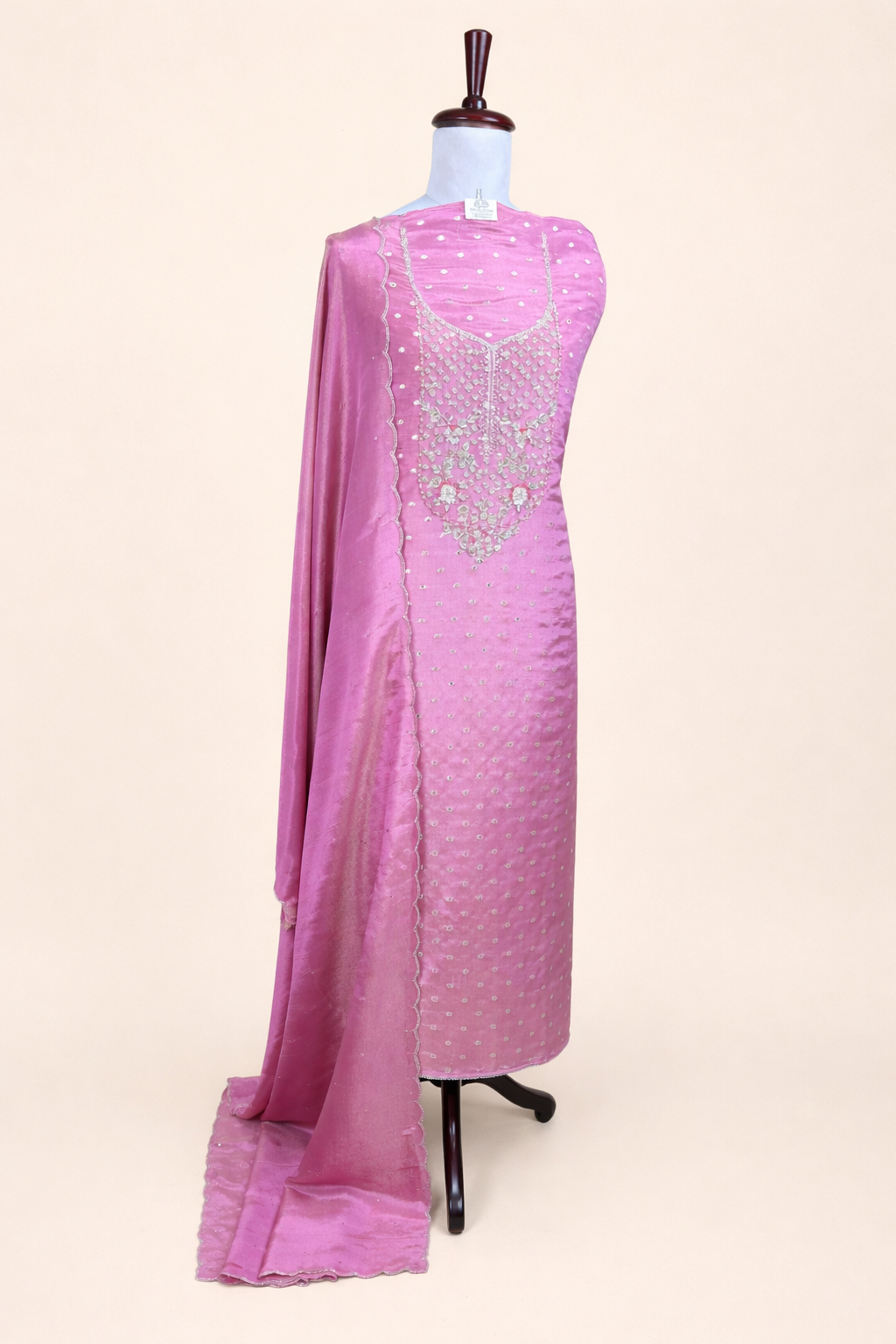 Pure Tissue with Banarasi Weave and Bead,Pearl and Zardozi Embroidery Suit