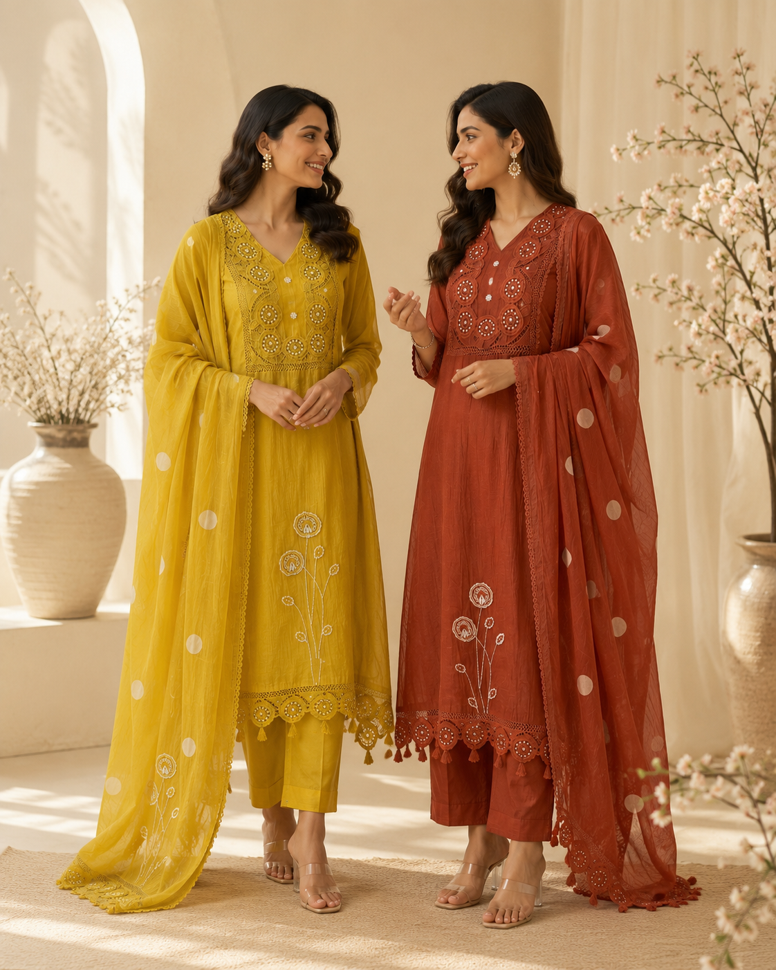 Fiza Polka Pearl Unstitched Suit