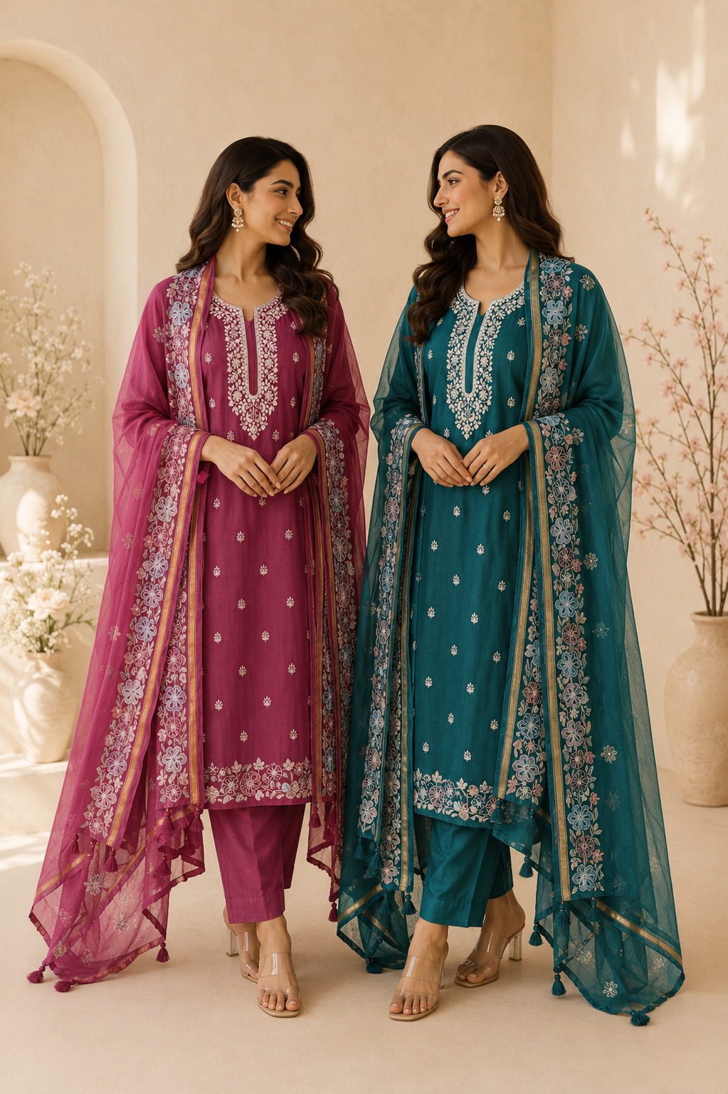 Mehreen Elegance Mulmul Chanderi Unstitched Suit