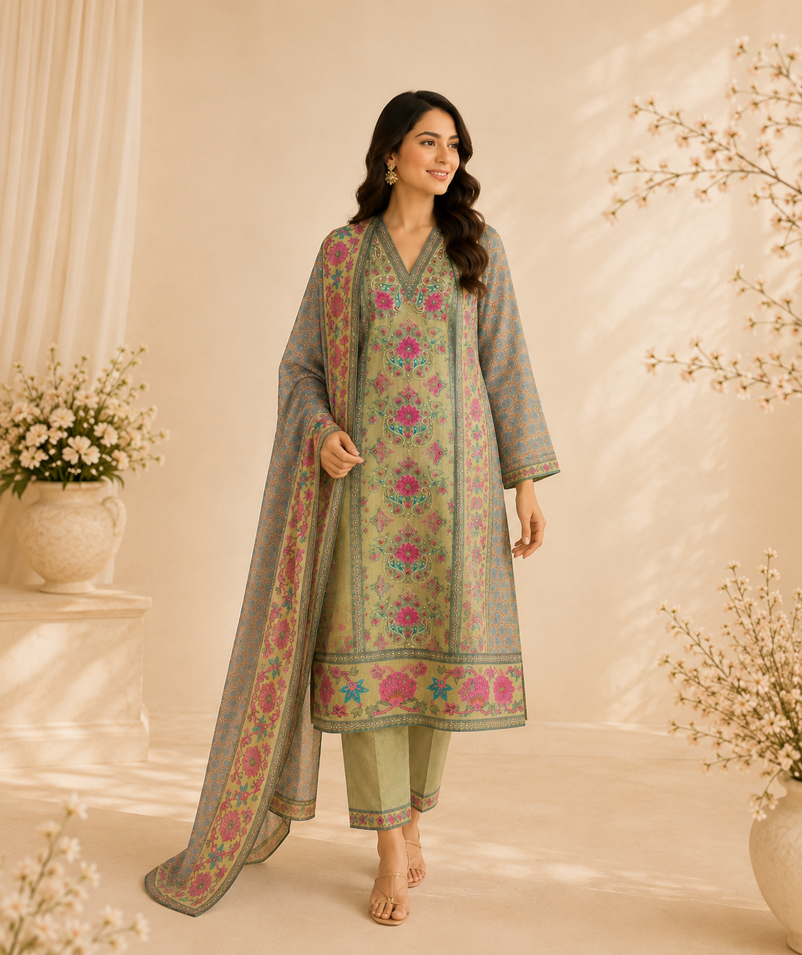 Rang Noor Mulmul Chanderi Unstitched Suit