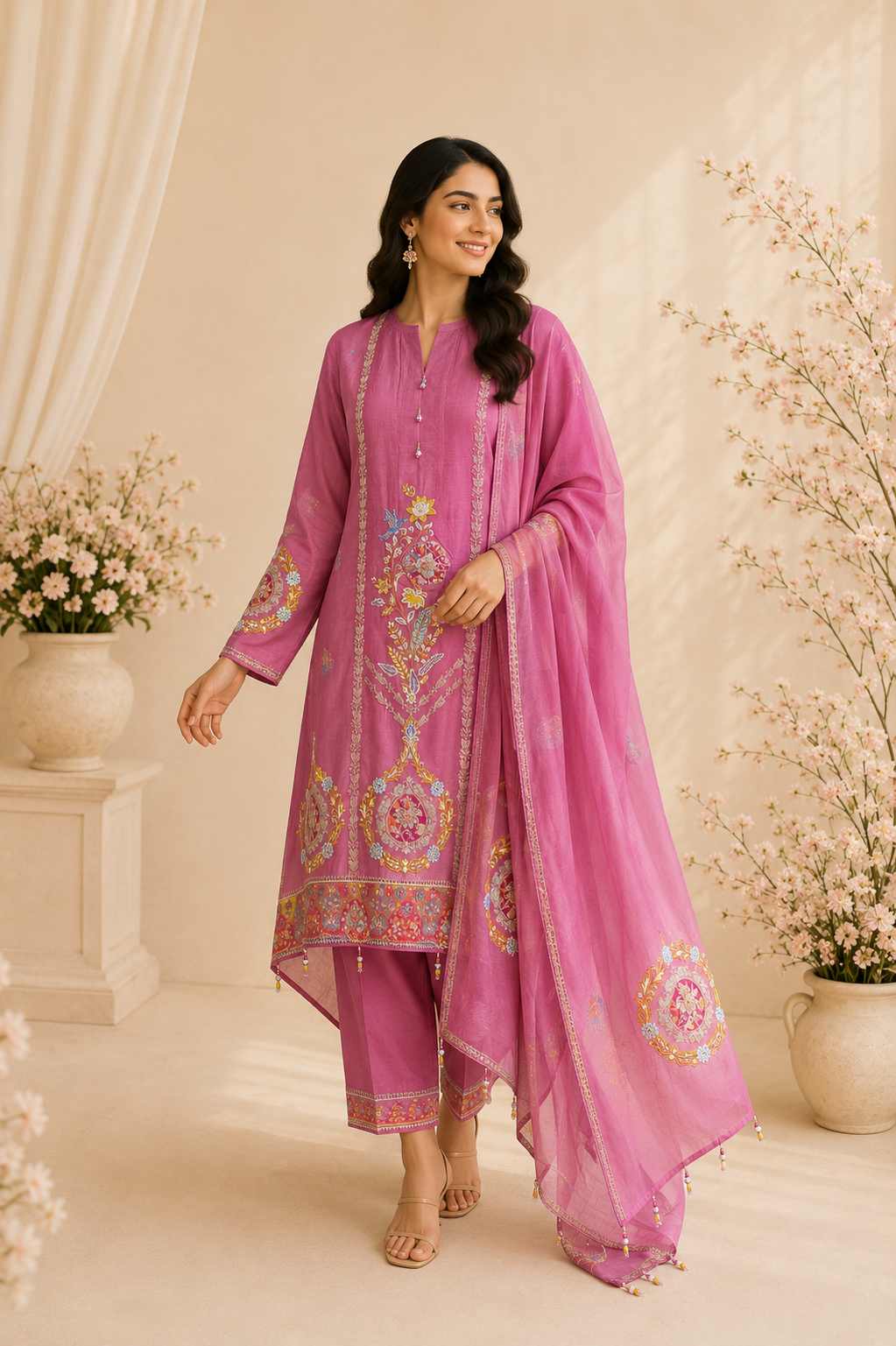 Rosé Noor Unstitched Suit