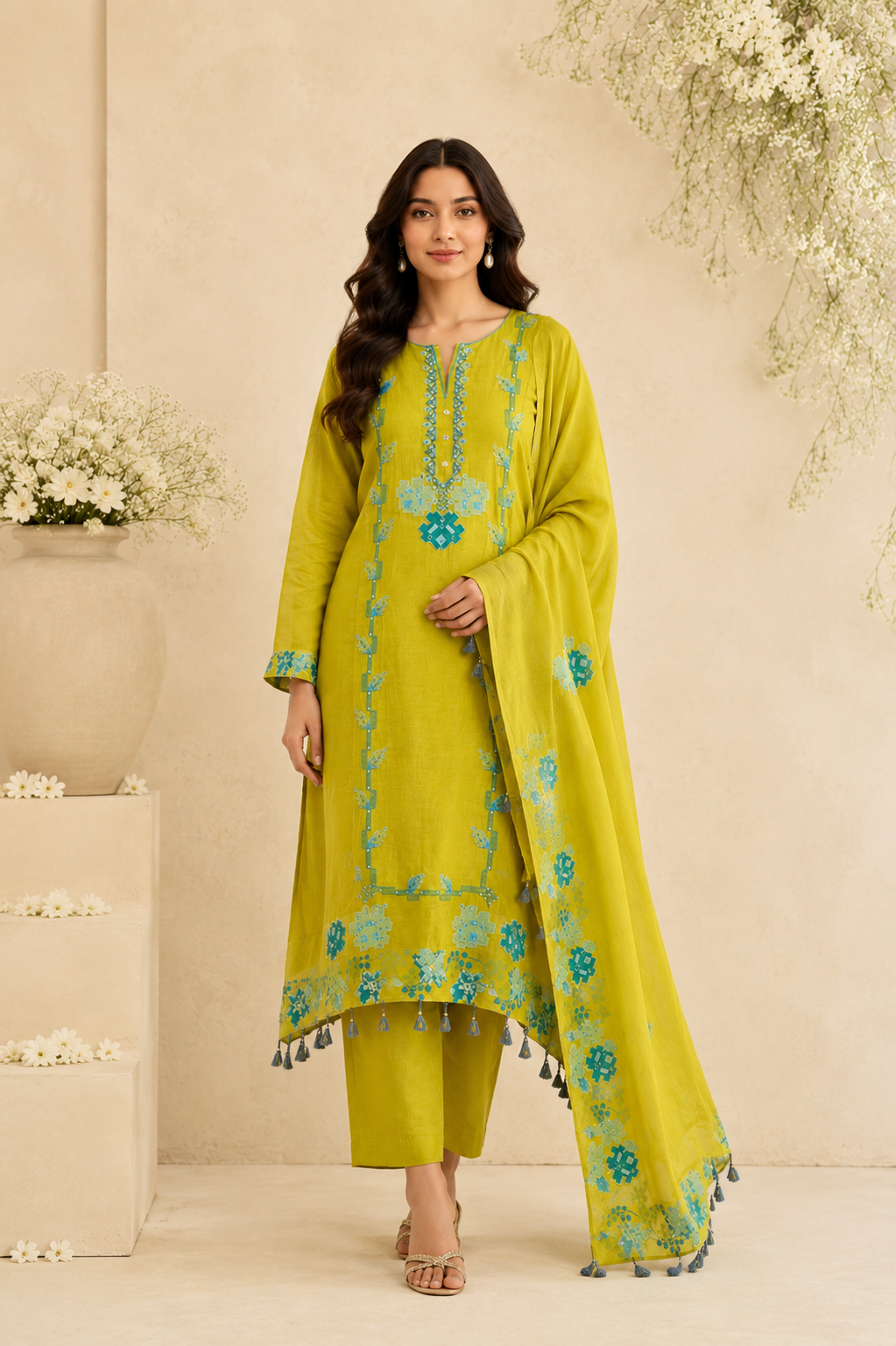 Aster Grace Mulmul Chanderi Unstitched Suit