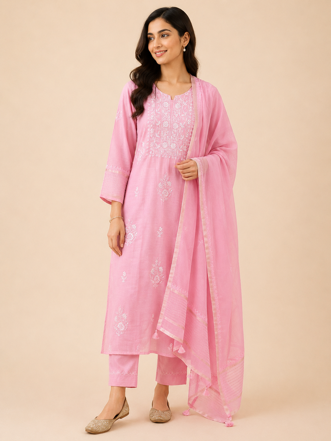 Blush Chikankari Unstitched Suit