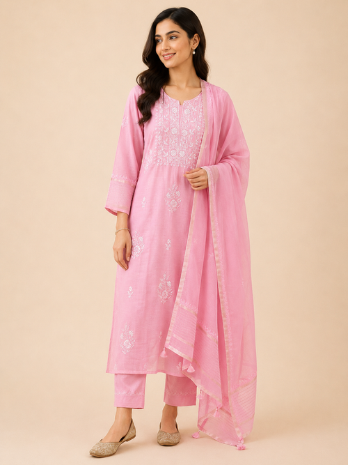 Blush Chikankari Unstitched Suit