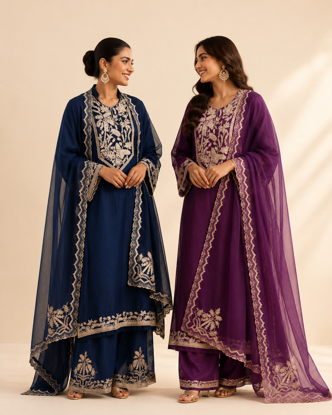 Mulmul Chanderi with Organza dupatta with Zari Embroidery Suit