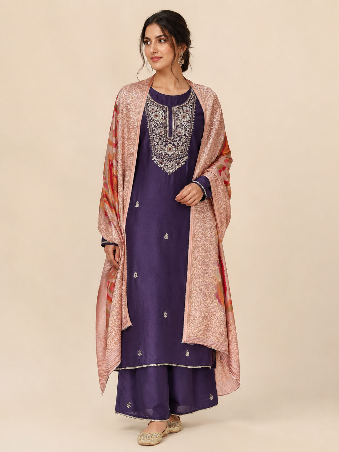 Royal Amethyst Zardozi Unstitched Suit