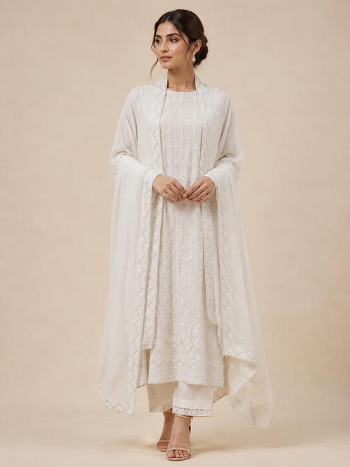 Moonlit Ivory Unstitched Suit