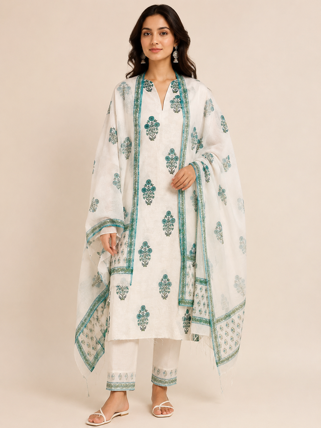 Azure Bloom Chanderi Unstitched Suit