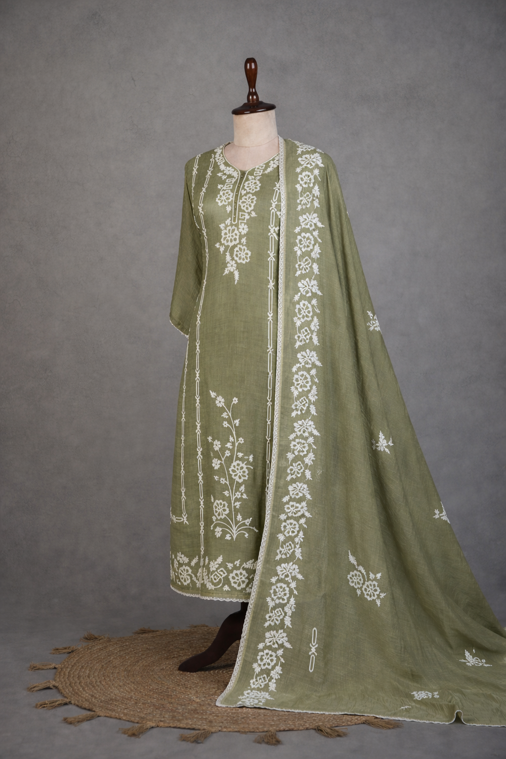 Pure Mulmul Chanderi Applique Embroidery Suit