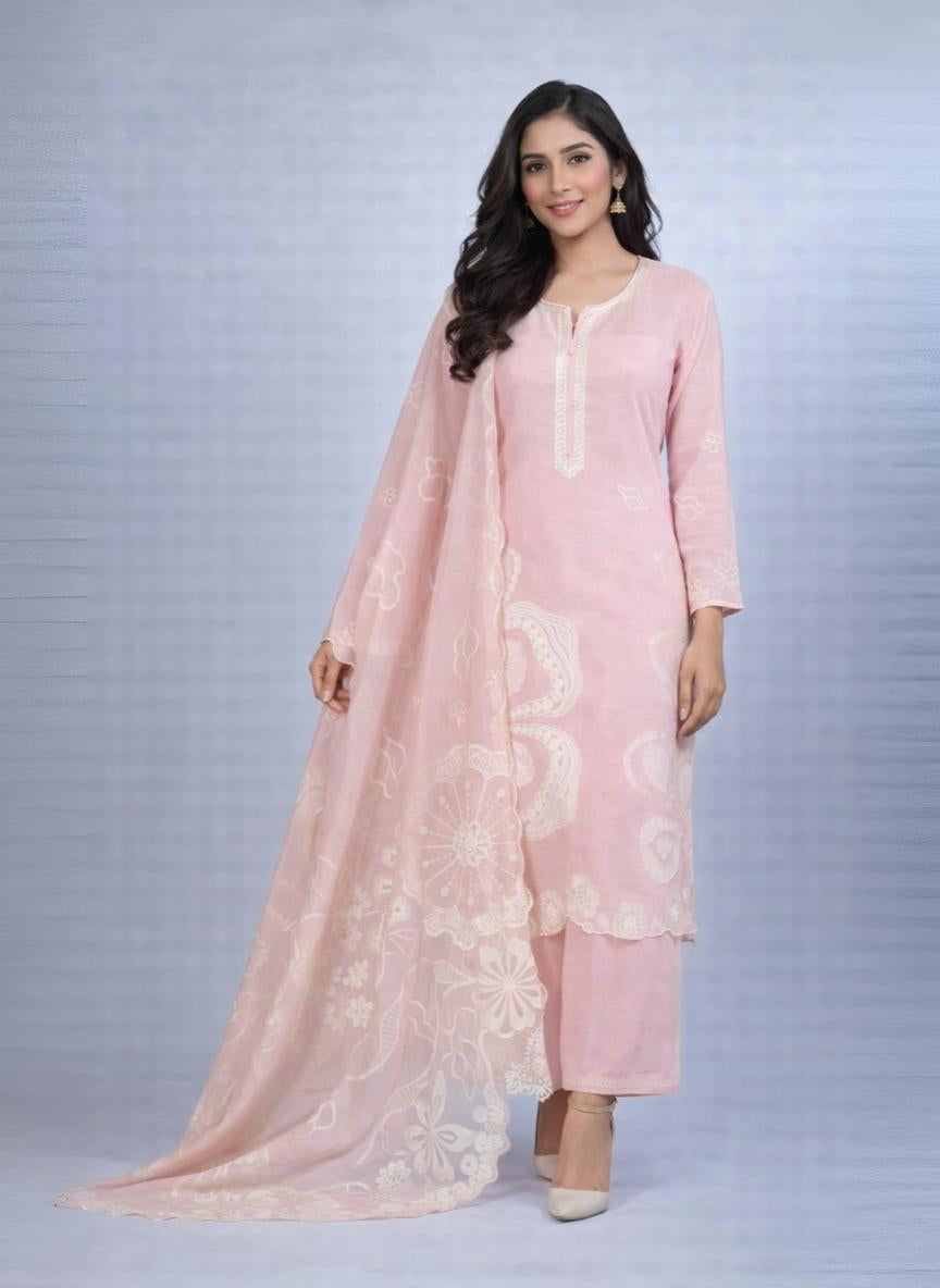 Mulmul Chanderi Dori Sequence Embroidery Suit