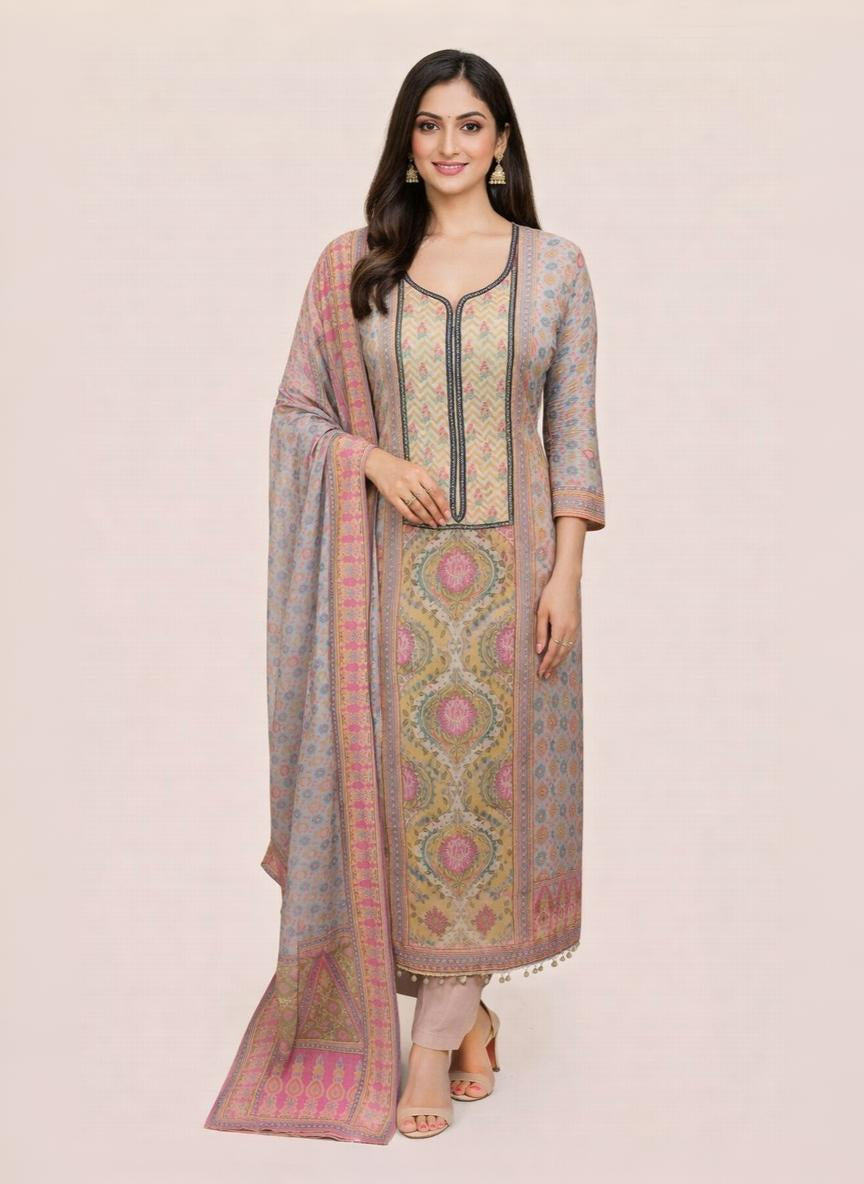 Pink Meher Unstitched Suit