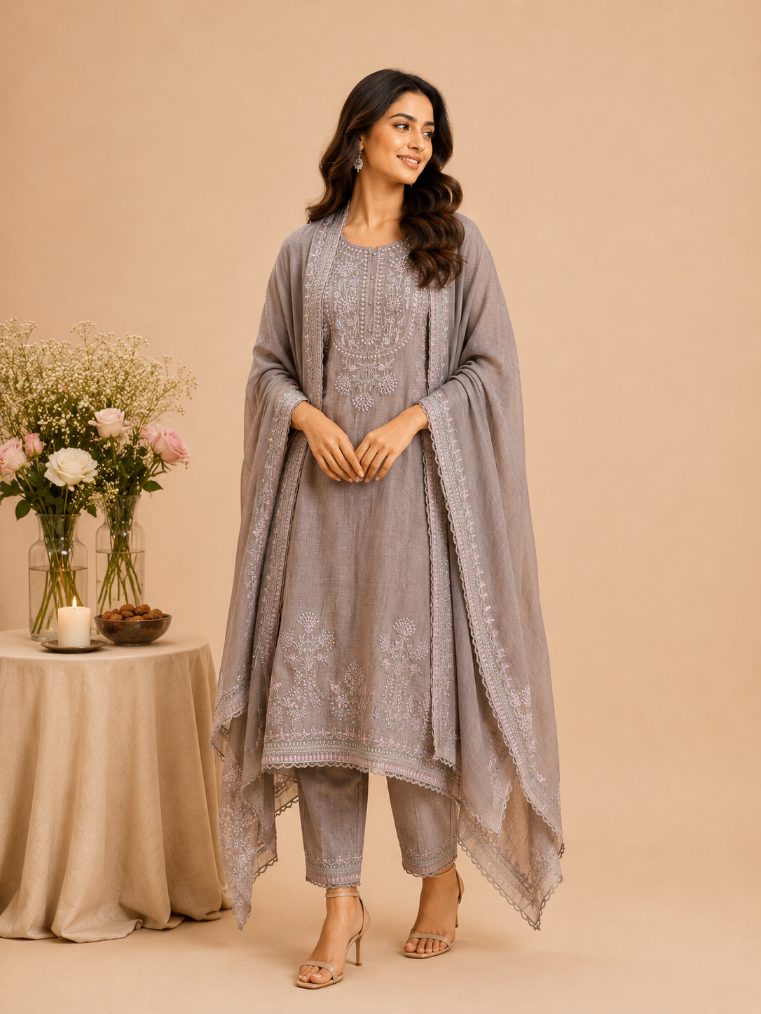 Moonstone Veil Mulchanderi Unstitched Suit