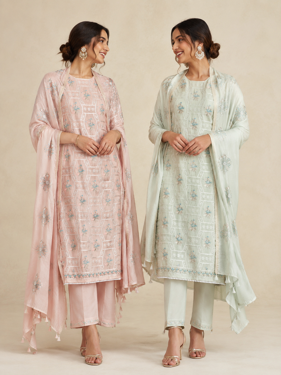 Mulmul Chanderi Thread Embroidery Suit With Dupatta