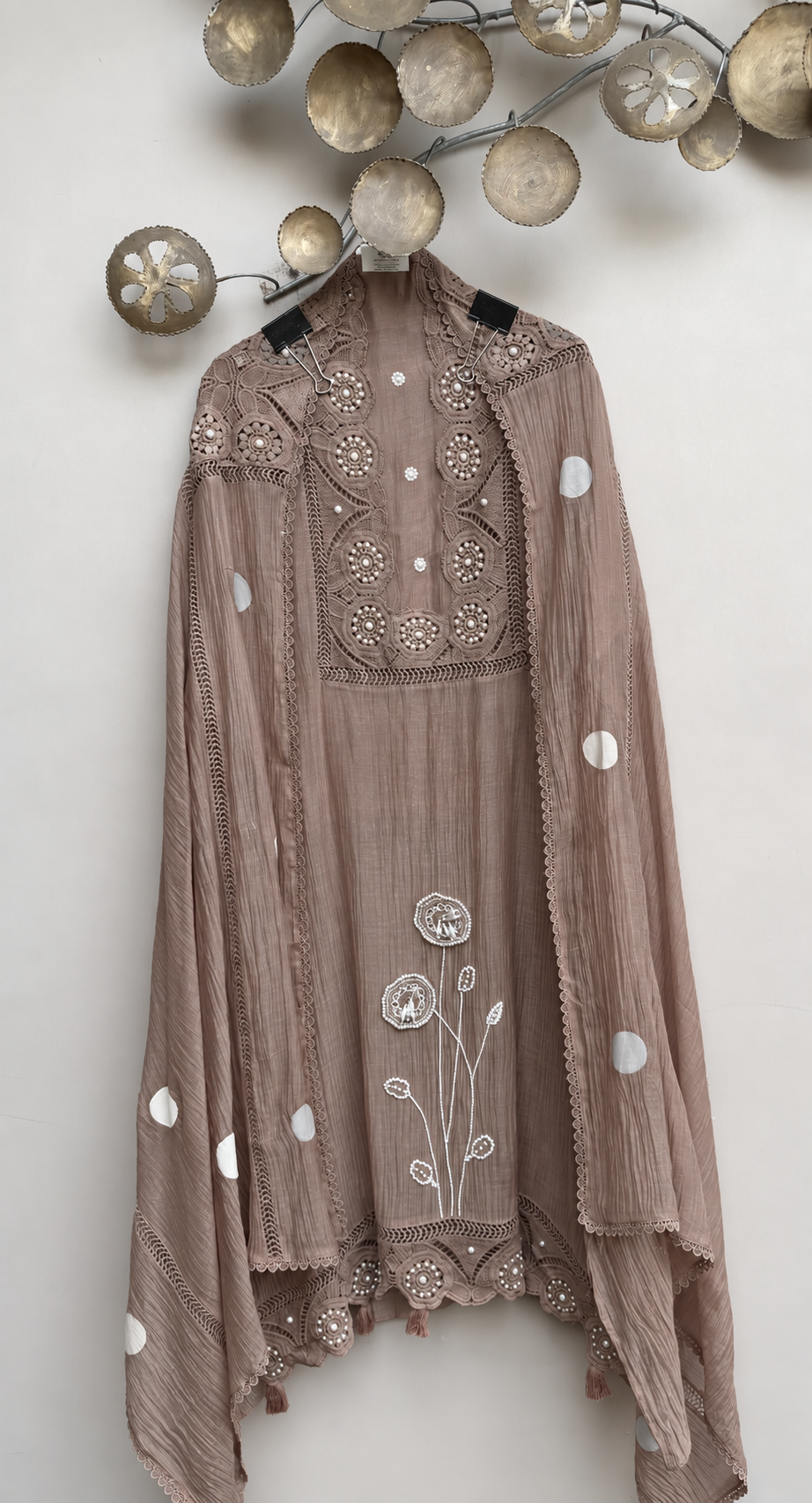 Fiza Polka Pearl Mulmul Chanderi Unstitched Suit