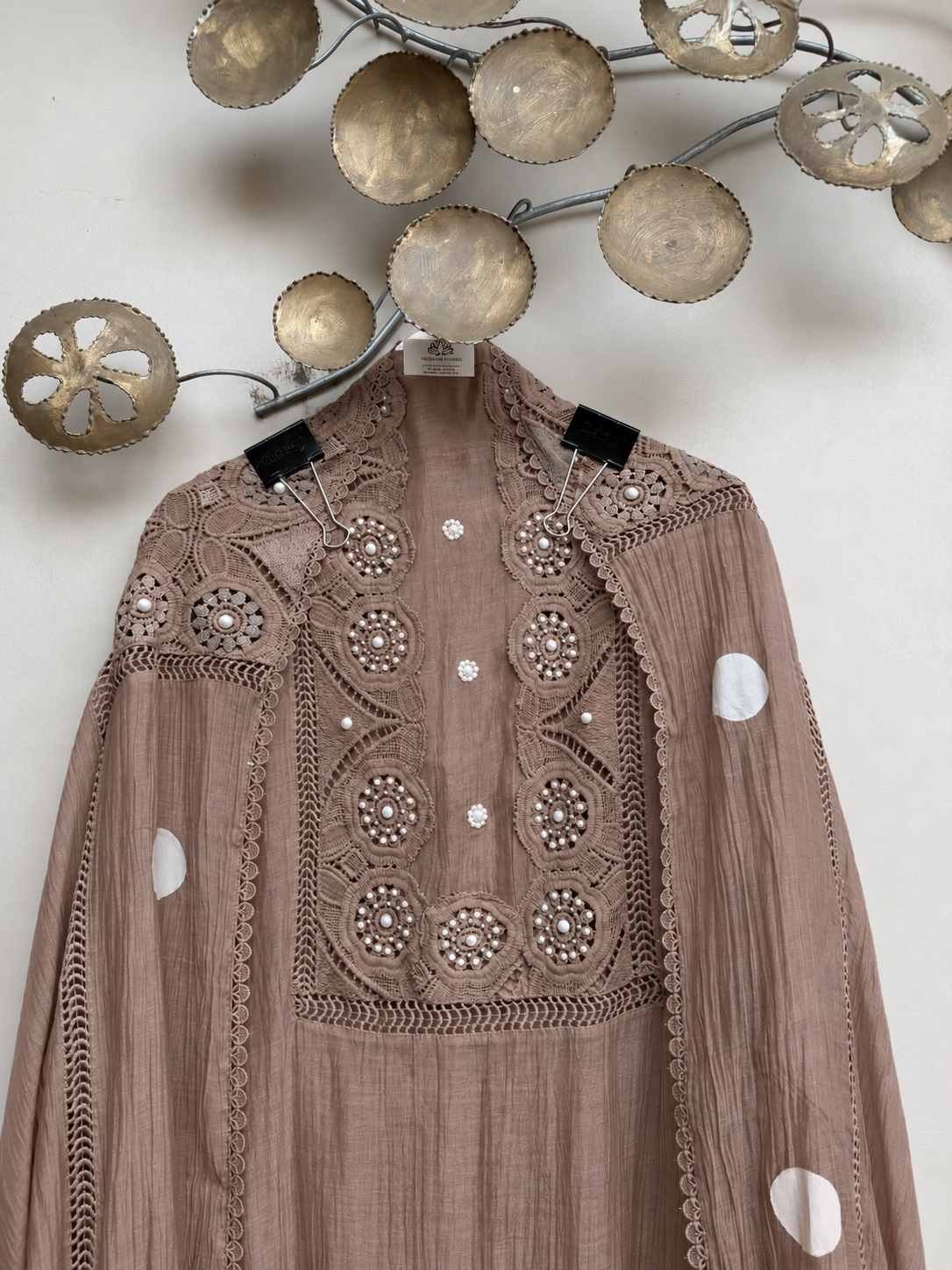 Fiza Polka Pearl Mulmul Chanderi Unstitched Suit