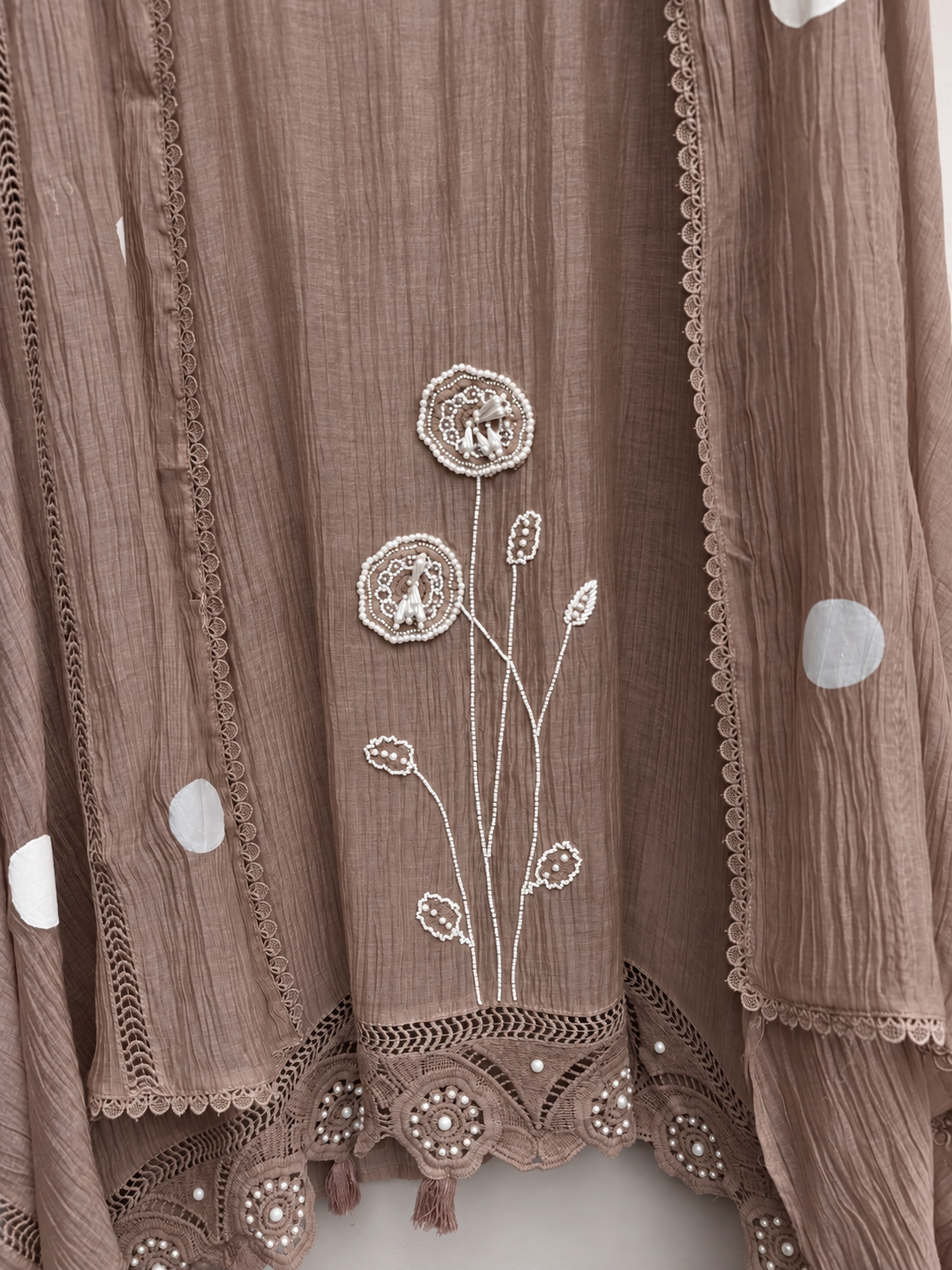 Fiza Polka Pearl Mulmul Chanderi Unstitched Suit